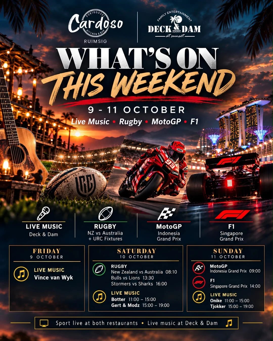 Rugby, MotoGP & F1 Weekend