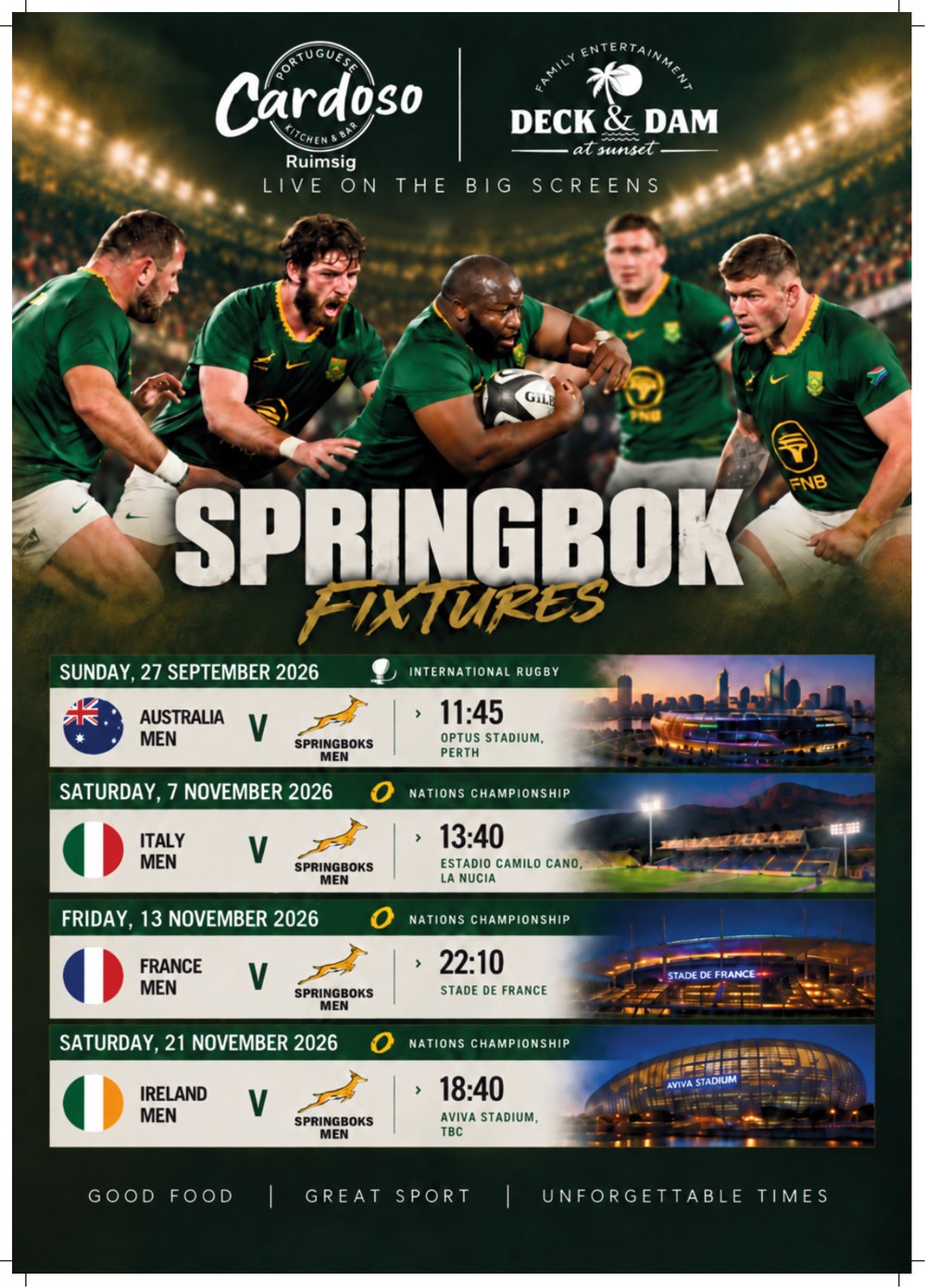 Springbok Fixtures